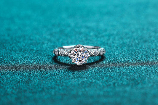 S925 Sterling Silver Female Pt950 Gold Plated Moissanite Ring - MYLUXURY LANE ENTERPRISE