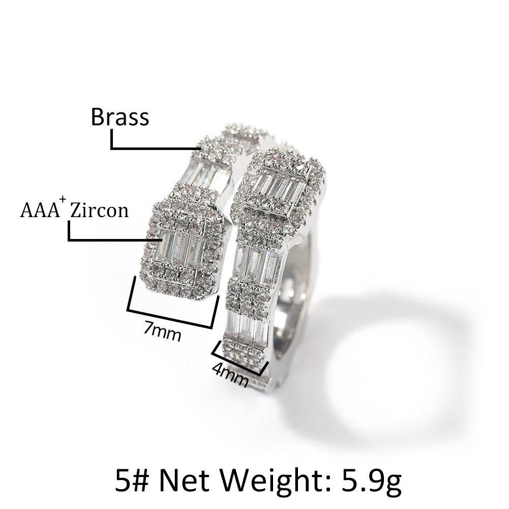 18K Gold Electroplated Copper Micropaved T-Cubic Zirconia Ring - MYLUXURY LANE ENTERPRISE