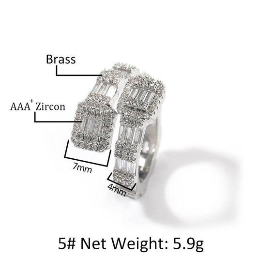 18K Gold Electroplated Copper Micropaved T-Cubic Zirconia Ring - MYLUXURY LANE ENTERPRISE