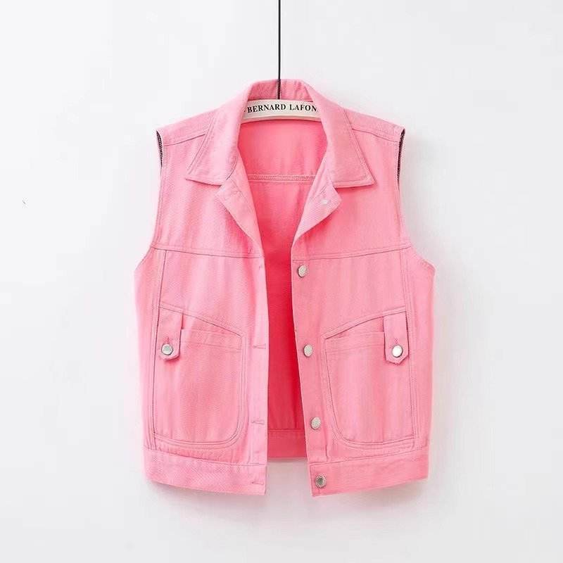 Women's Color Denim Waistcoat Vest Short - MYLUXURY LANE ENTERPRISE