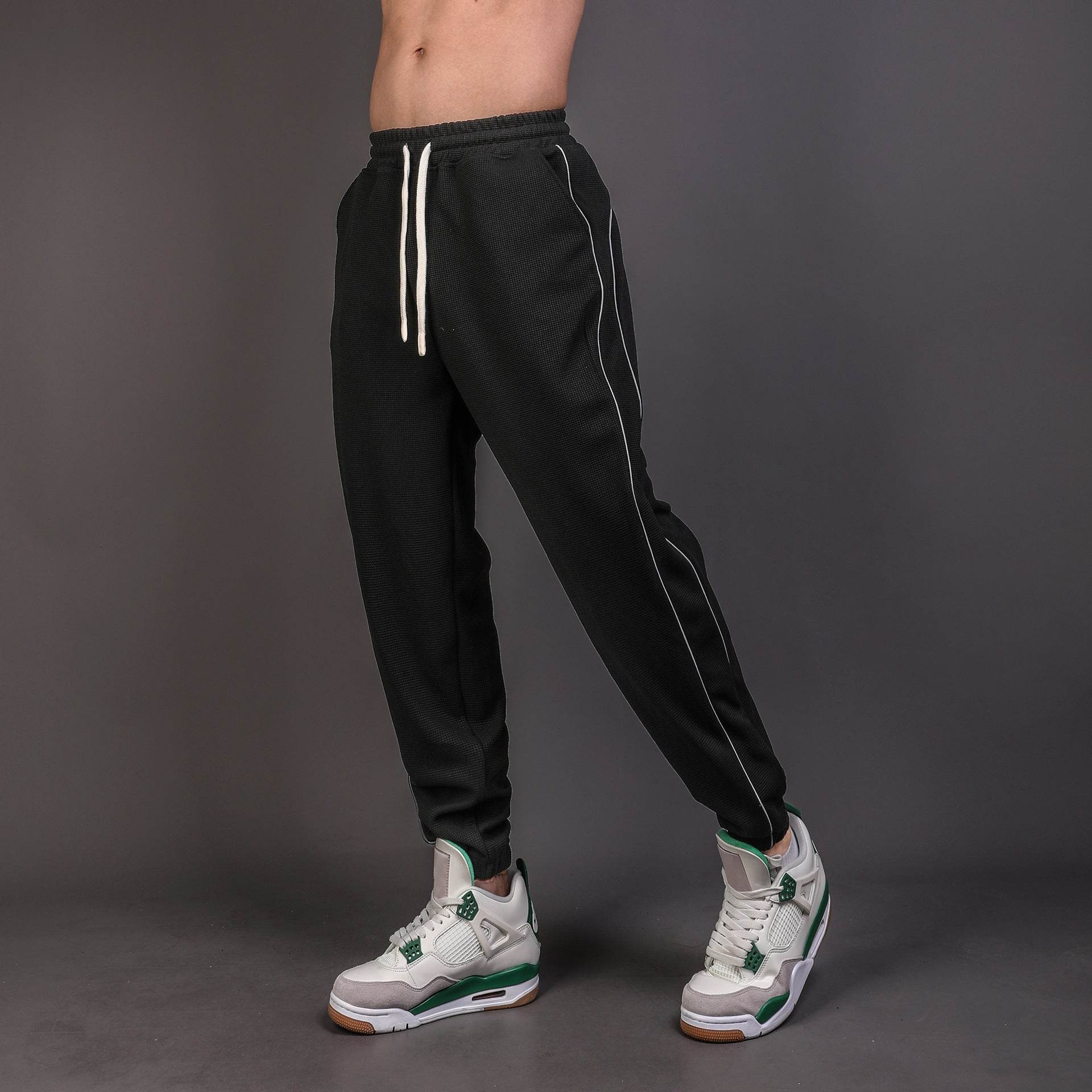 Running Training Reflective Ankle-tied Slim Fit Exercise Casual Pants Men - MYLUXURY LANE ENTERPRISE
