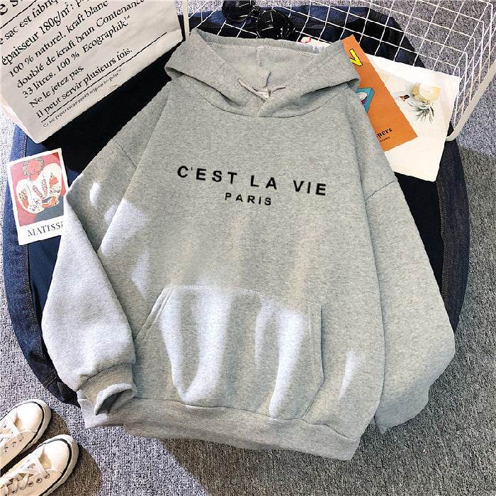 Loose Hooded Sweater Student Hoodie With Letter Print Sports Tops - MYLUXURY LANE ENTERPRISE