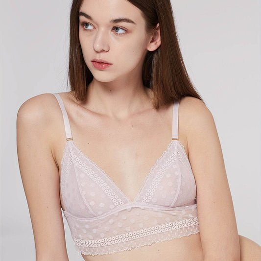 Elegant Solid Lace Bra, Comfy & Breathable Wireless Bra, Women's Lingerie & Underwear - MYLUXURY LANE ENTERPRISE