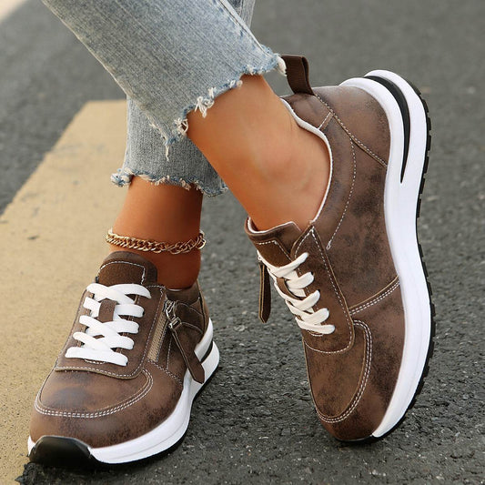 Fashion Solid Color Front Lace-up Women's Shoes - MYLUXURY LANE ENTERPRISE