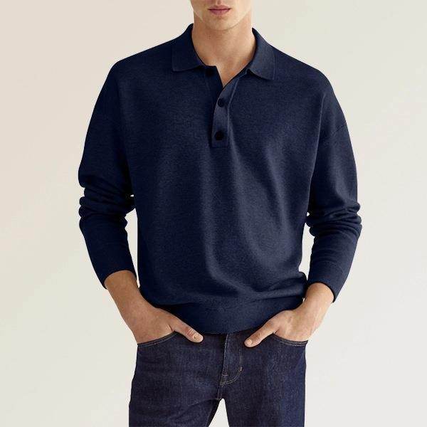 New Autumn Long Sleeve V-neck Buttons Men's Casual Jacket Polo Shirt - MYLUXURY LANE ENTERPRISE