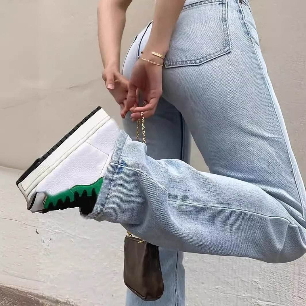 Women's Europe And America Cross Border Light Blue Slim Fit High Waist Stretch Jeans - MYLUXURY LANE ENTERPRISE