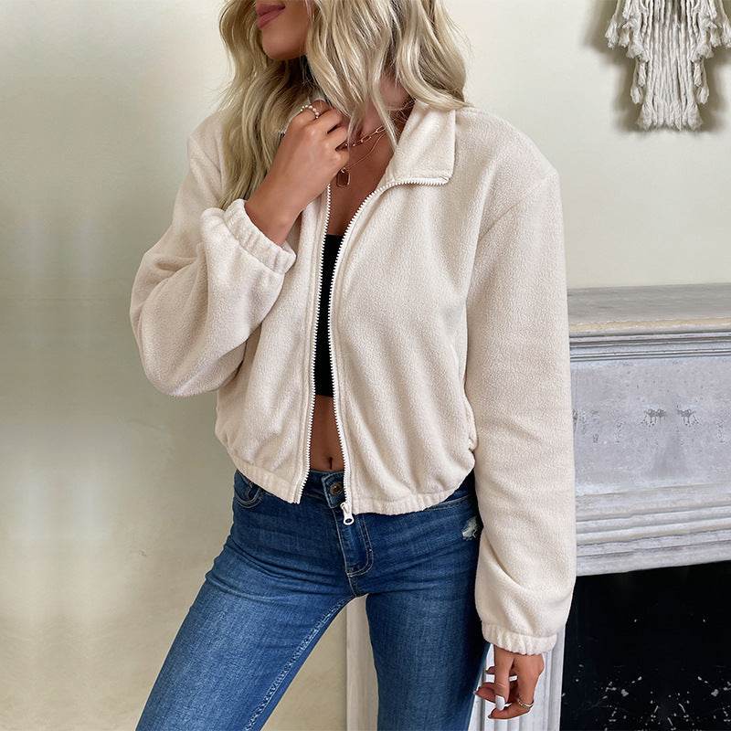 Solid Color Polar Fleece Jacket Women - MYLUXURY LANE ENTERPRISE