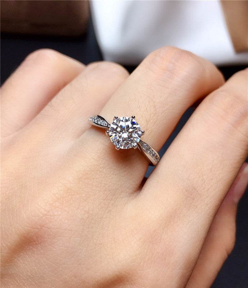Moissanite Sterling Silver 18K White Gold Plated Ring - MYLUXURY LANE ENTERPRISE