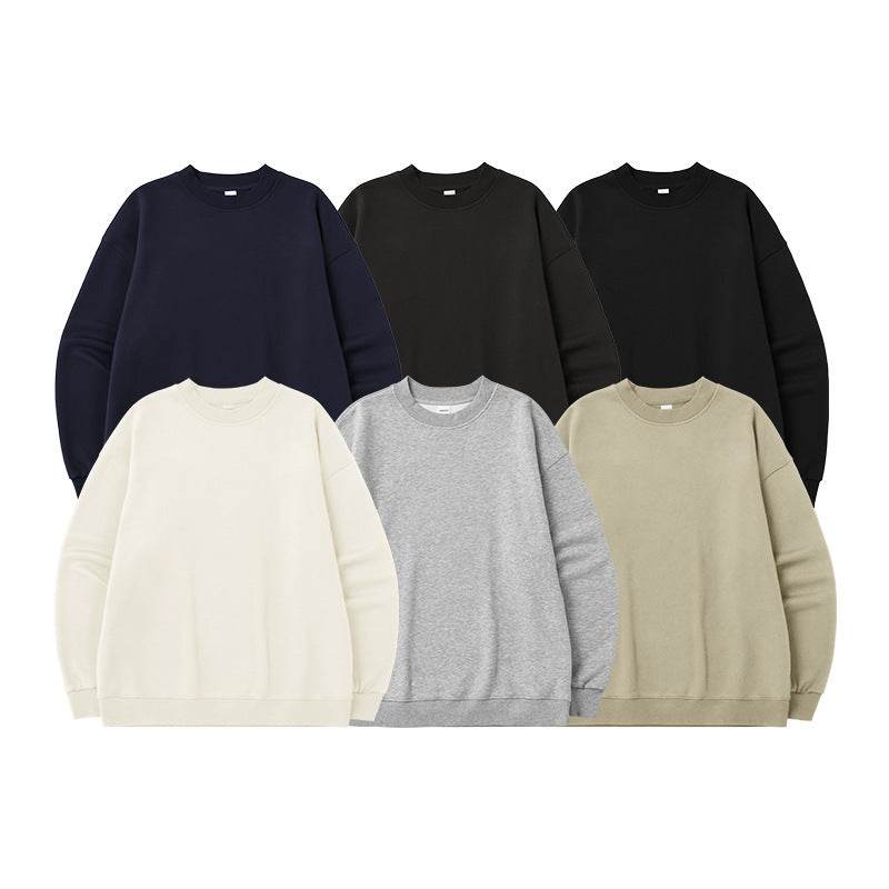 Men's Single-layer Fleece-lined Round Neck Sweater Loose Casual Top - MYLUXURY LANE ENTERPRISE
