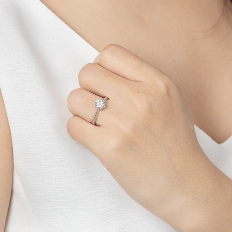 Moissanite Ring Classic Six Prongs 1 Carat 925 Sterling Silver - MYLUXURY LANE ENTERPRISE