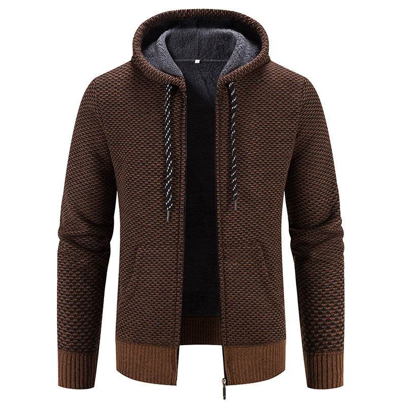 Winter Coat Zipper Closure Solid Color Long Sleeves Drawstring With Hat Keep Warm Casual Thicken Plush Sweater Coat For Daily - MYLUXURY LANE ENTERPRISE