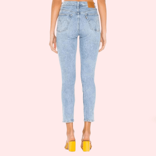 Chic Blue High Rise Skinny Jeans with Low Stretch - MYLUXURY LANE ENTERPRISE