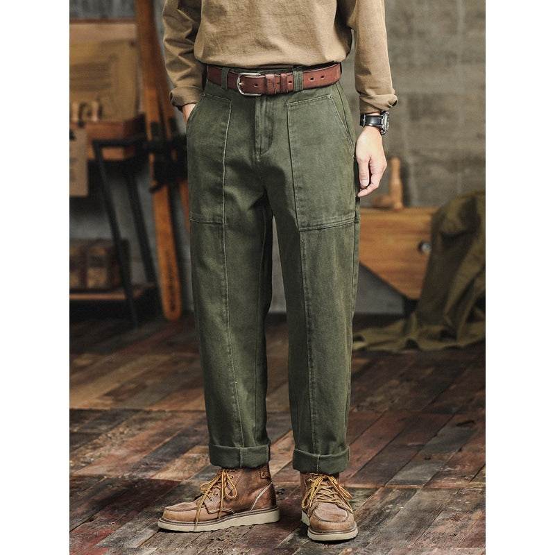 Retro Army Green Casual Pants Men's Loose Straight Cargo Pants - MYLUXURY LANE ENTERPRISE