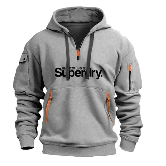 Neckline Zipper Hooded Pullover Men's Sweater Multi-pocket - MYLUXURY LANE ENTERPRISE