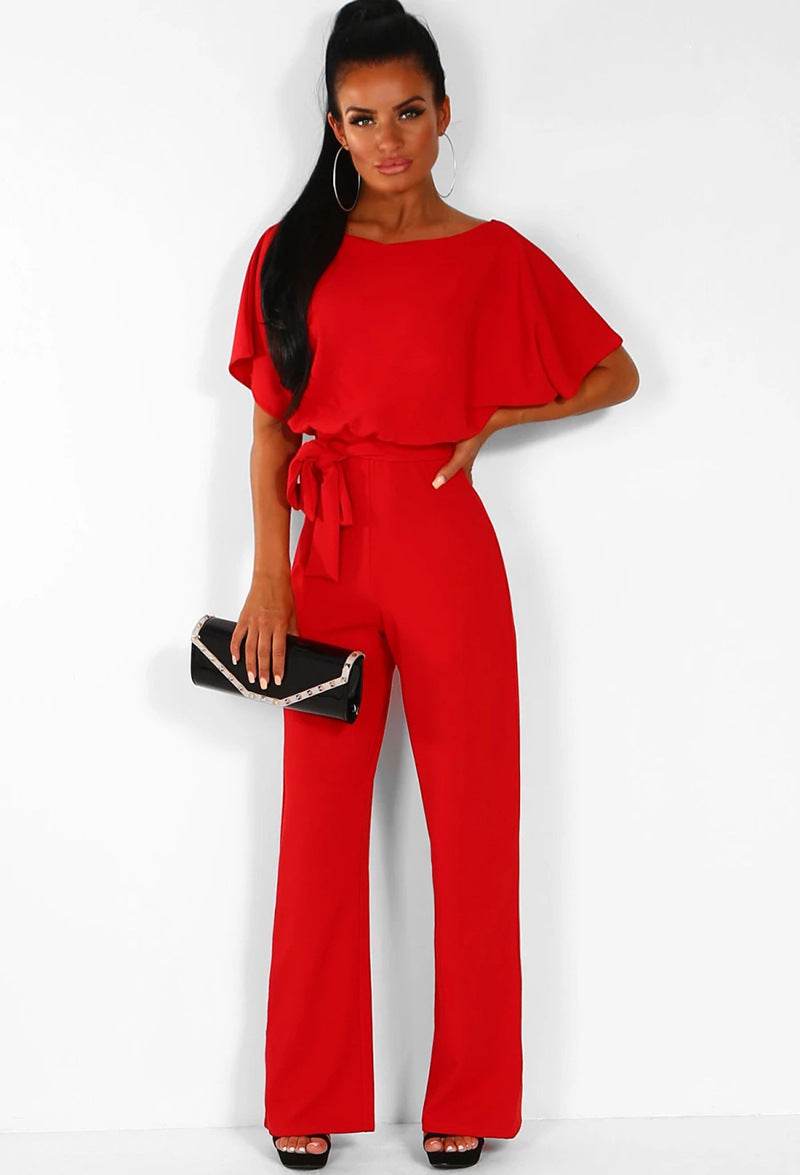 7-color Fashion Lace-up Button Short-sleeved Women's Jumpsuit - MYLUXURY LANE ENTERPRISE