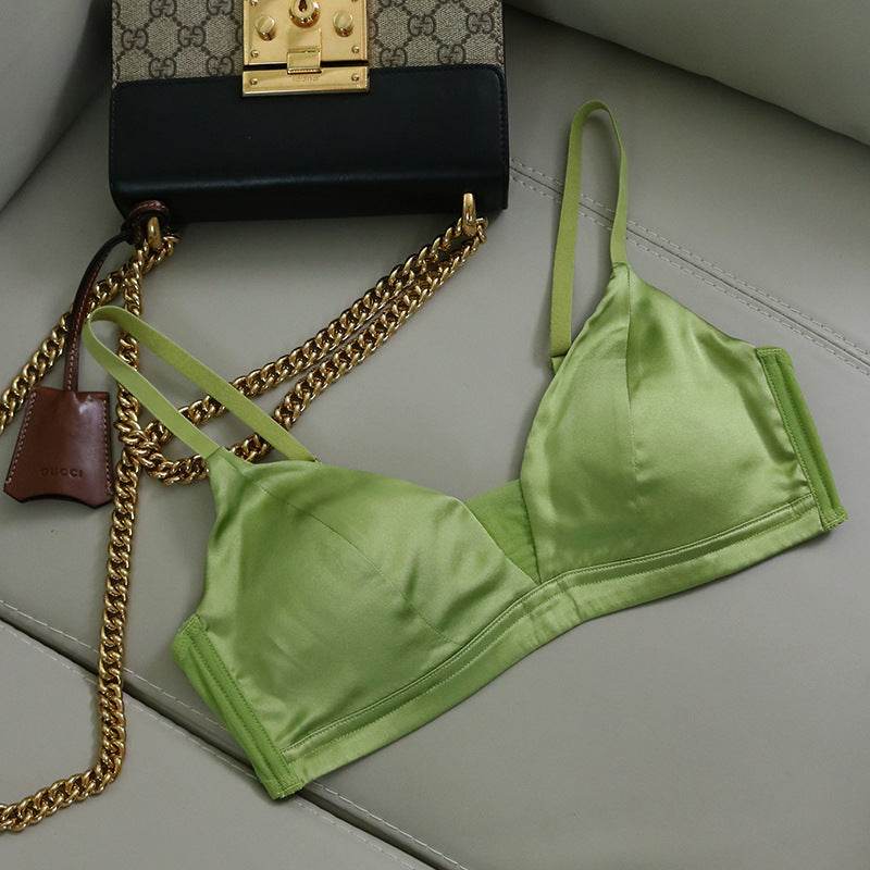 Silk Satin Glossy Thin Bra Wireless Underwear - MYLUXURY LANE ENTERPRISE