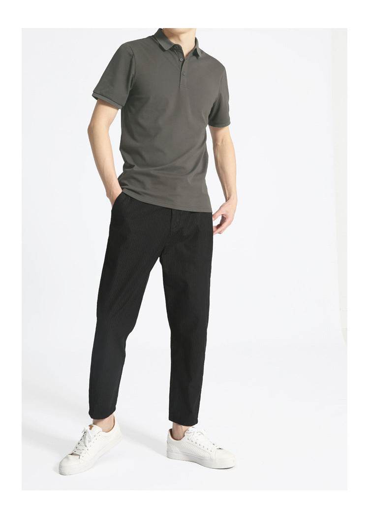 Solid Color Men's Business Short Sleeve Lapel T-shirt - MYLUXURY LANE ENTERPRISE