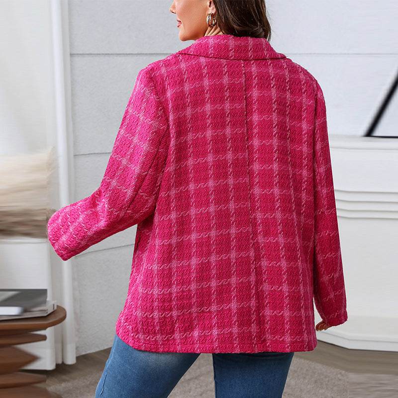 Temperament Commute Plaid Plus Size Coat - MYLUXURY LANE ENTERPRISE