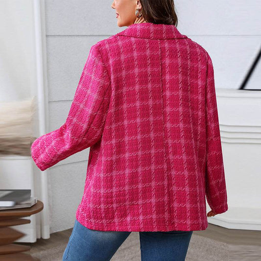 Temperament Commute Plaid Plus Size Coat - MYLUXURY LANE ENTERPRISE