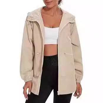 Women's Long Sleeve Zipper Hooded Jacket Trench Coat Casual Jacket - MYLUXURY LANE ENTERPRISE