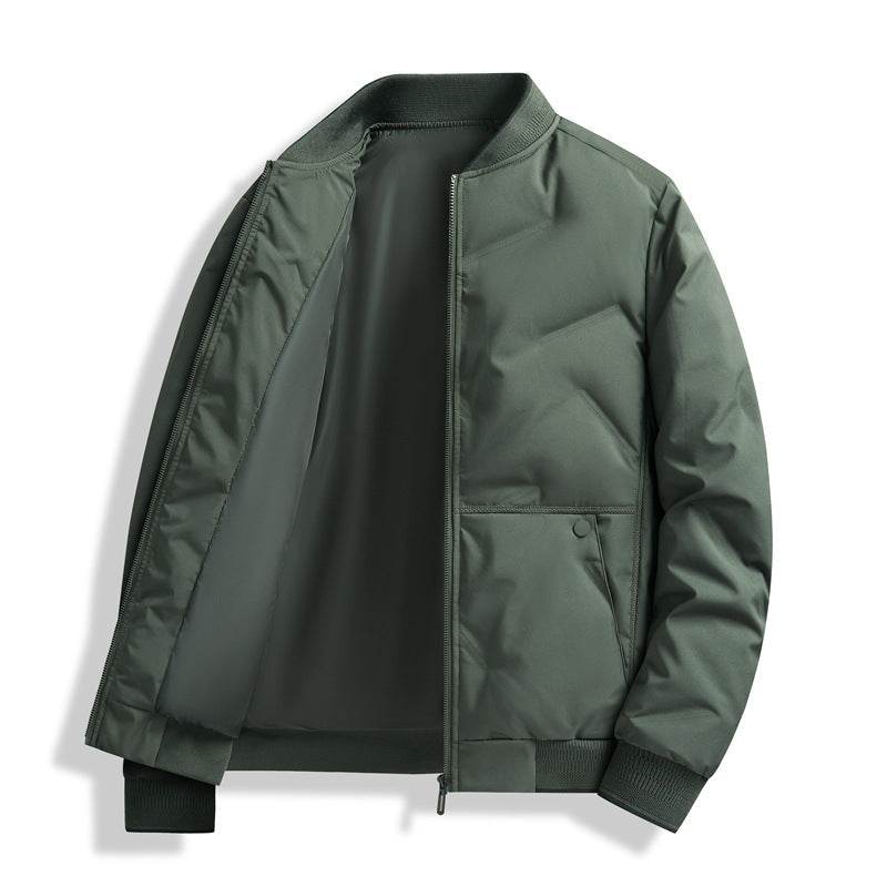 Fashion Down Jacket Winter Warm Baseball Jacket For Men Casual All-match Solid Color Coat - MYLUXURY LANE ENTERPRISE