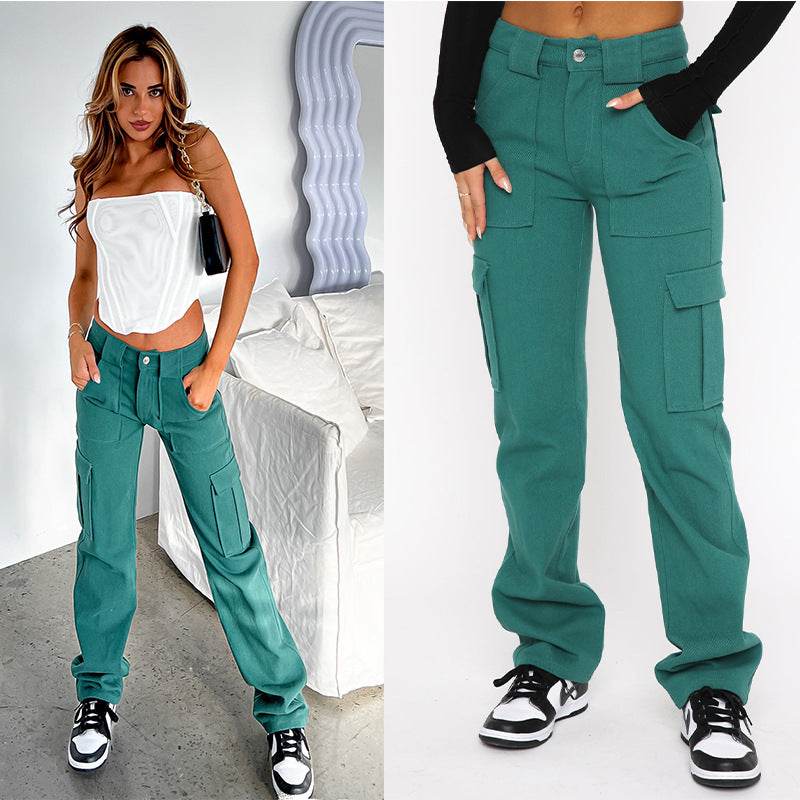 Women's Trousers Pocket Stitching Casual Loose - MYLUXURY LANE ENTERPRISE
