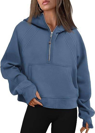 Zipper Hoodies Sweatshirts With Pocket Loose Sport Tops Long Sleeve Pullover Sweaters Winter Fall Outfits Women Clothing - MYLUXURY LANE ENTERPRISE