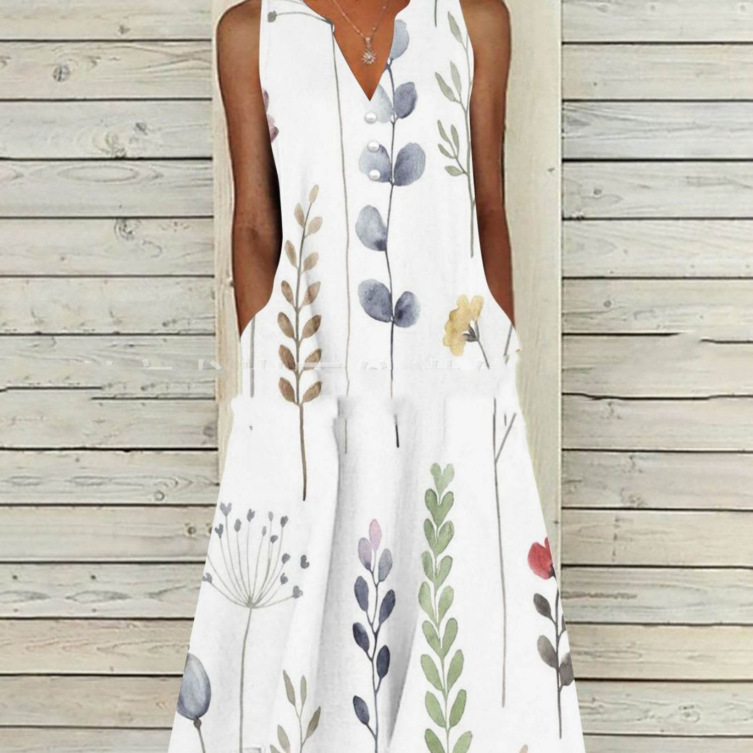 Ladies Sleeveless Printed Long Dress - MYLUXURY LANE ENTERPRISE