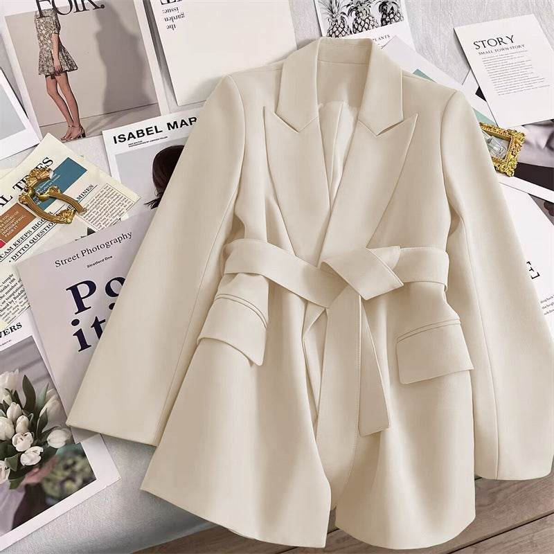 Spring And Autumn Korean Style Slim Fit Slimming Graceful And Fashionable Black Tie Small Tailored Suit Top - MYLUXURY LANE ENTERPRISE