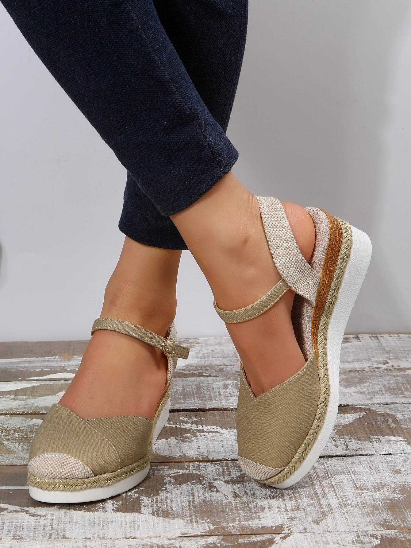 Women's Fashion Casual Wedge Closed Toe Outer Buckle Sandals - MYLUXURY LANE ENTERPRISE