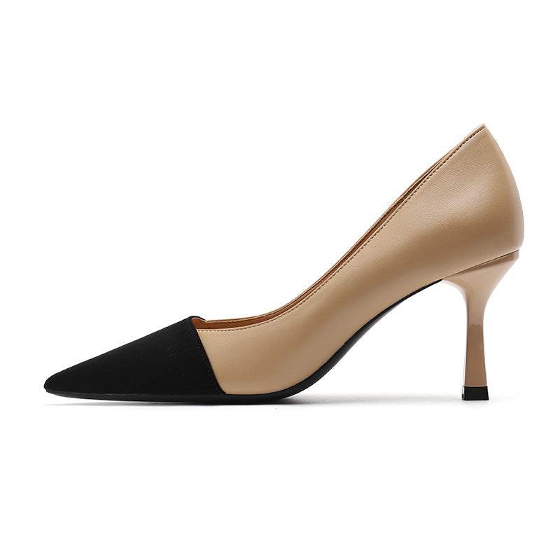 Color-blocking Stiletto Heel Pumps Female Commuter Shallow Mouth Pointed - MYLUXURY LANE ENTERPRISE