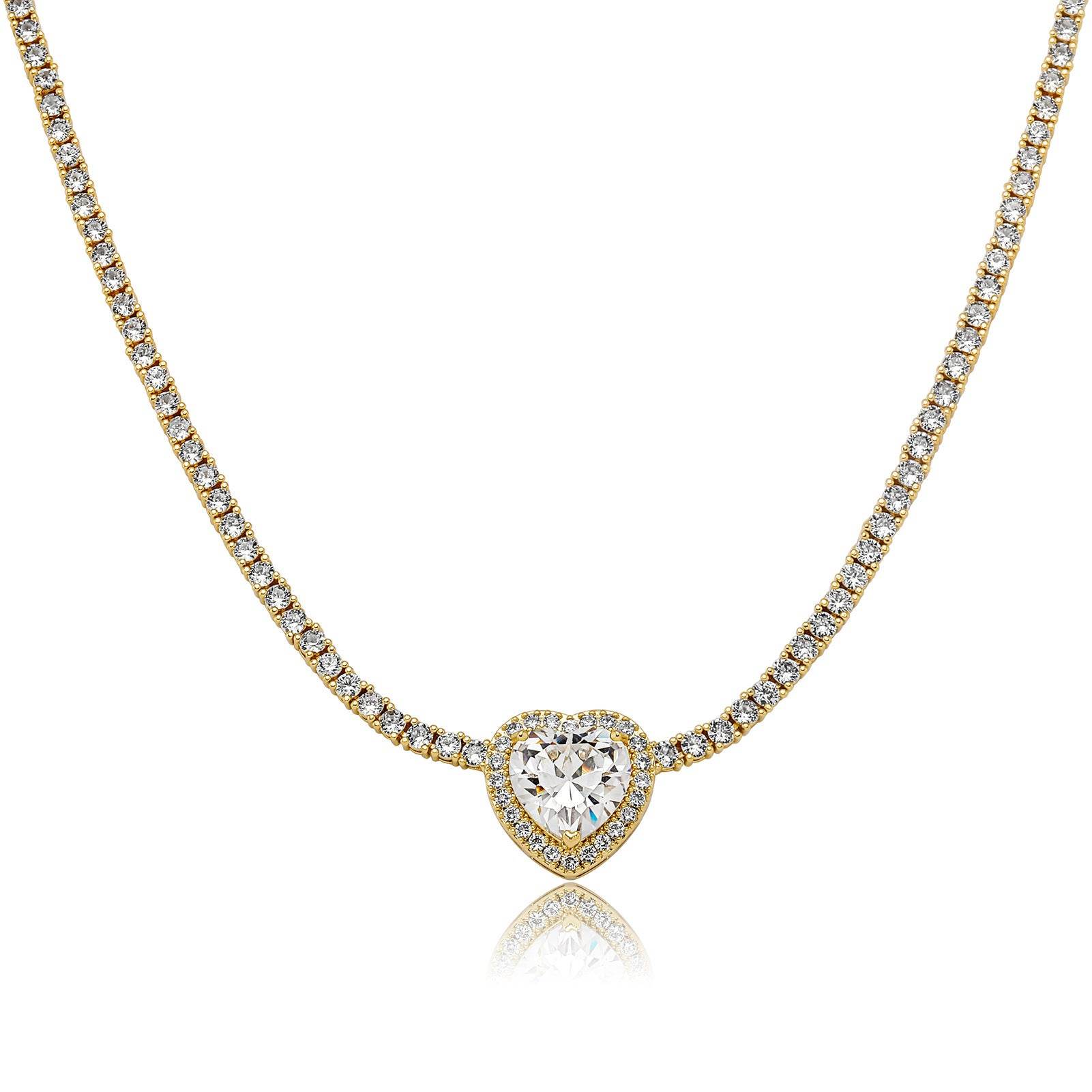 Trendy Heart-shaped Gem Pendant 3mm Micro Zircon-laid Necklace - MYLUXURY LANE ENTERPRISE