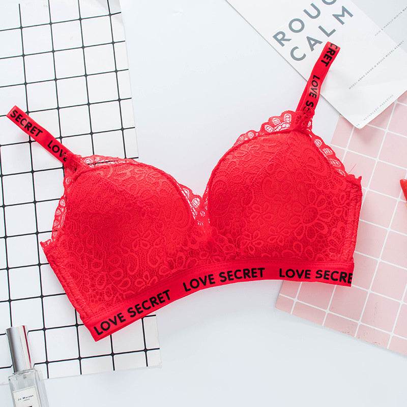 European And American Lace Seamless And No Steel Ring Gathered Thick Underwear Women's Breast Adjustment Bra Set - MYLUXURY LANE ENTERPRISE