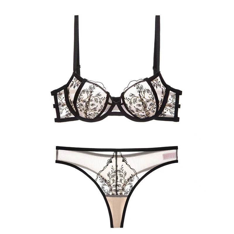 Lace Embroidered Thin Cup Push Up Comfort Bra Underwear Set - MYLUXURY LANE ENTERPRISE