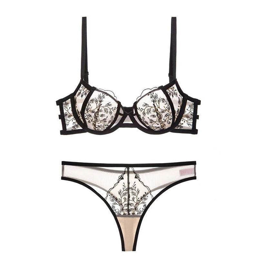 Lace Embroidered Thin Cup Push Up Comfort Bra Underwear Set - MYLUXURY LANE ENTERPRISE