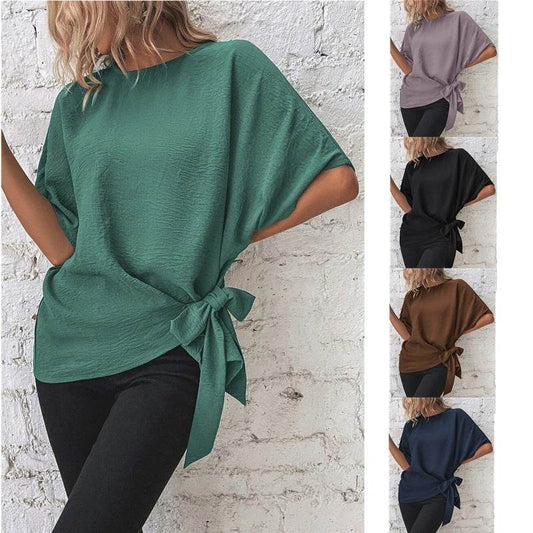 Women's Solid Color Batwing Sleeve Loose Top - MYLUXURY LANE ENTERPRISE