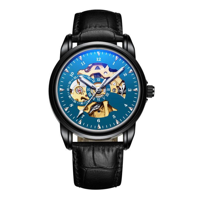 Men's Fashion Simple Leather Waterproof Luminous Mechanical Watch - MYLUXURY LANE ENTERPRISE