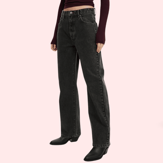 Women's Loose Straight Jeans in Smokey Black Denim - MYLUXURY LANE ENTERPRISE