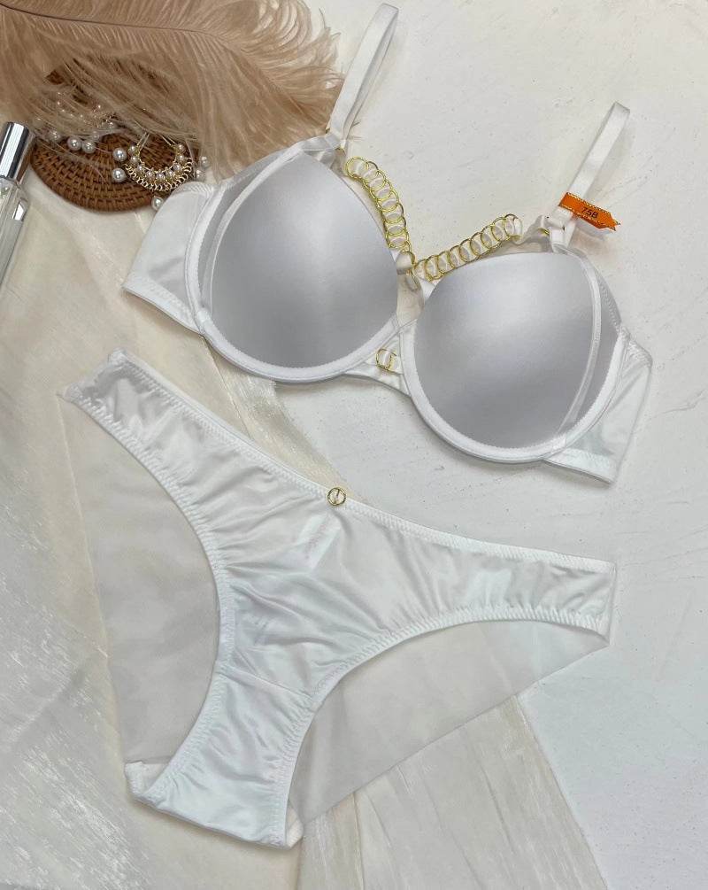 Women's Glossy Comfortable Gold Buckle Lace-up Bra Suit - MYLUXURY LANE ENTERPRISE