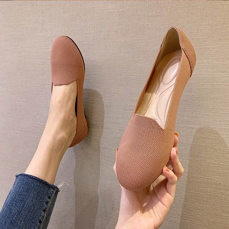 Pumps Round Head Woven Shallow Mouth Flying Woven Women's Flat Bottom - MYLUXURY LANE ENTERPRISE