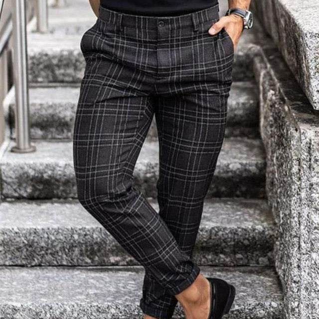 Plaid Print Pants Men's Casual Trousers Loose And Thin - MYLUXURY LANE ENTERPRISE