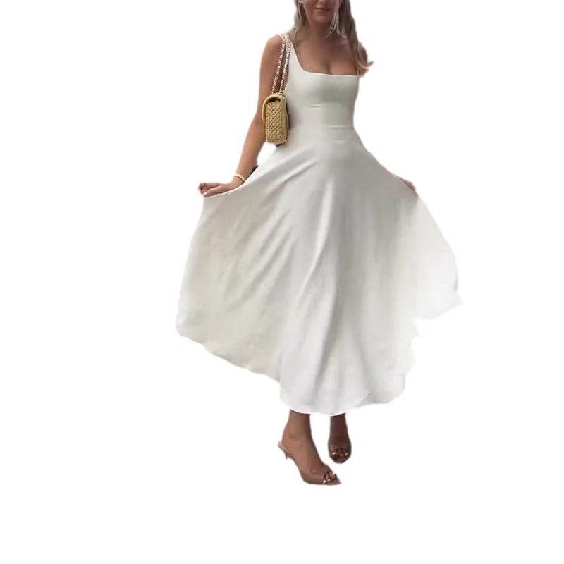 French Square Collar Spaghetti Straps Sleeveless Dress - MYLUXURY LANE ENTERPRISE