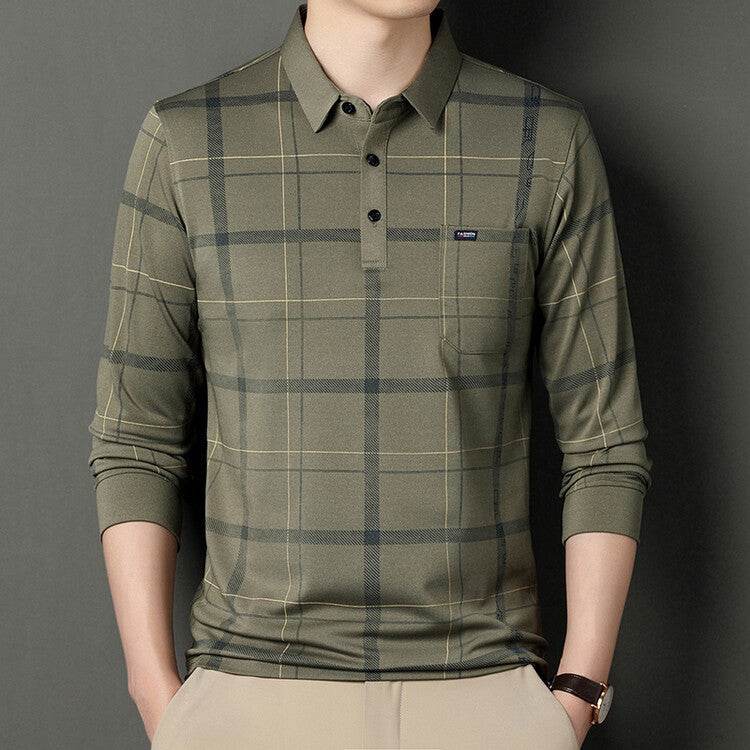 Autumn Long-sleeved T-shirt Men's Casual Striped Polo Shirt - MYLUXURY LANE ENTERPRISE