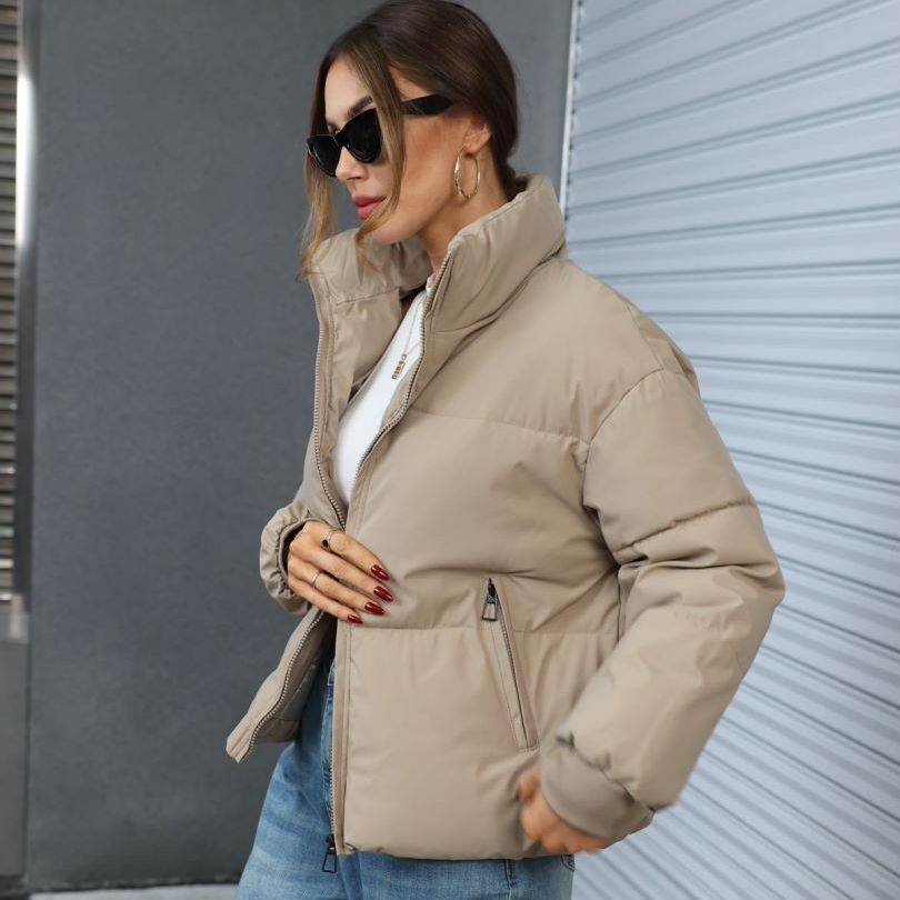 Fashion Ins Style Bread Coat Women's Solid Color Stand Collar Loose Warm Down Jacket Winter Slim Casual Short Coat - MYLUXURY LANE ENTERPRISE