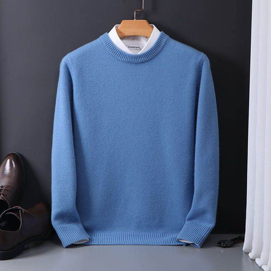 Round Neck Sweater Men's Loose Oversized Knit Bottoming Shirt - MYLUXURY LANE ENTERPRISE