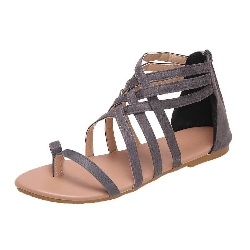 Women's Woven Cross Strap Back Zipper Sandals - MYLUXURY LANE ENTERPRISE
