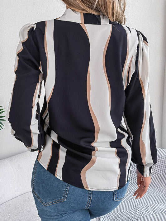 Casual Versatile Contrasting Striped Long Sleeved Shirt - MYLUXURY LANE ENTERPRISE