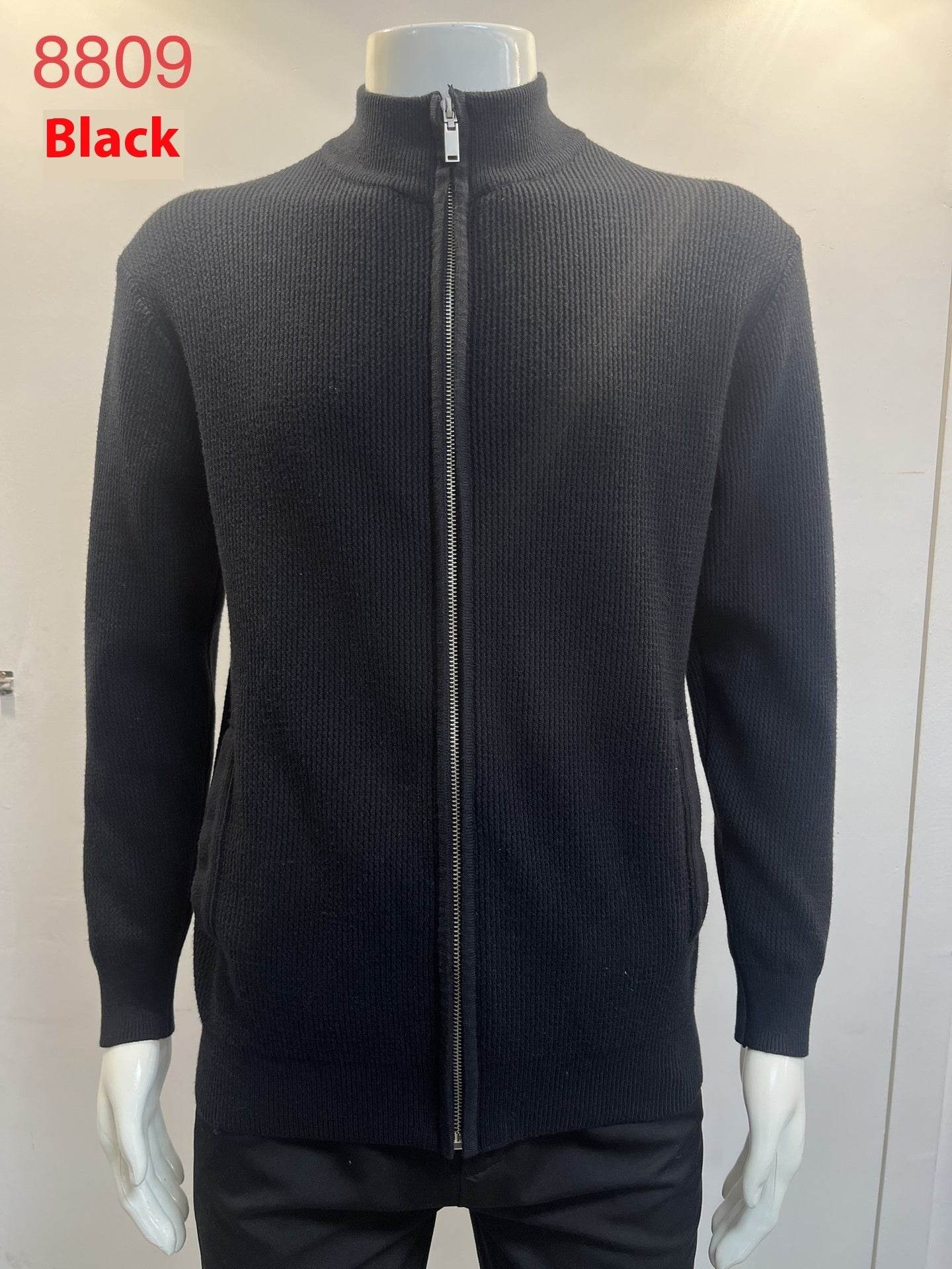 Cardigan Men's Sweater Zipper Solid Color Round Neck - MYLUXURY LANE ENTERPRISE