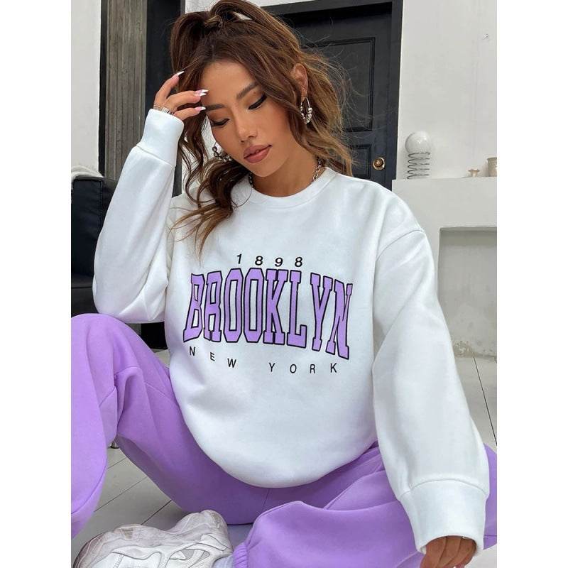 Women's Sweater Suit Hoodie Two-piece Pullover Letter Print 1898 New York Brooklyn - MYLUXURY LANE ENTERPRISE