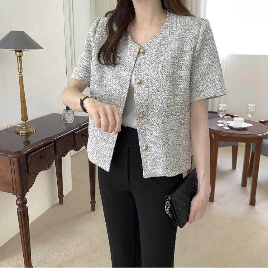Women's Summer Gray Short Sleeve Coat Top - MYLUXURY LANE ENTERPRISE